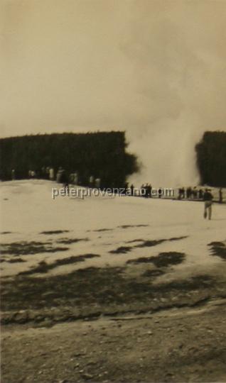 Peter Provenzano Photo Album Image_copy_166.jpg - The geyser "Old Faithful" at Yellowstone National Park, 1942.
Peter and Fay Provenzano vacationed at Yellowstone National Park while driving across the United States from Chicago, Illinois to Scramento, California.